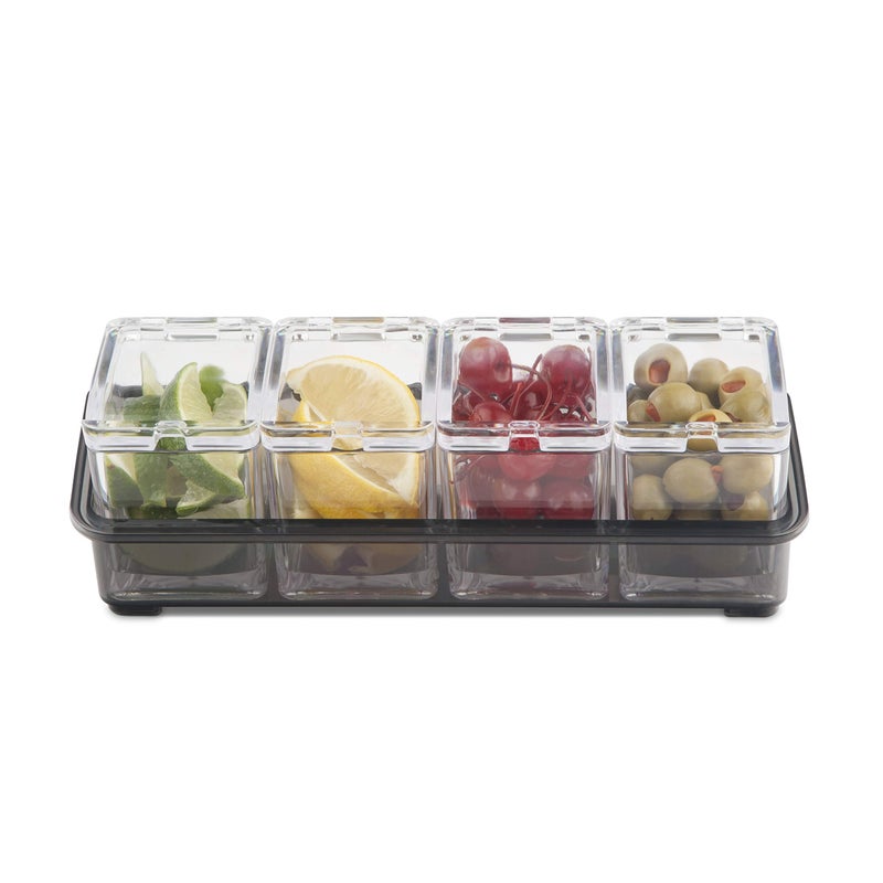 Final Touch 5 Piece Garnish Bar Caddy - Keep Ingredients Organized and Sanitary - 4 Removable Containers with Lids - BPA-Free Acrylic (FTA2000) - Image 2